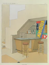 Design for a small bar, from a French interior design publication of 200 prints, c.1928-29